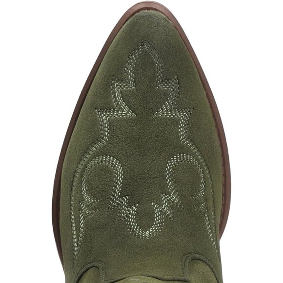 ⚡Women Green Faux Leather Ankle Cowgirl Pull-On Pointed Toe Short Western Boots - Picture 4 of 9